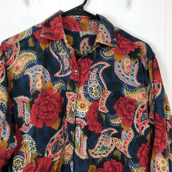 Vintage Paisley Floral Single Stitch Button Down Sz S - Picture 2 of 10